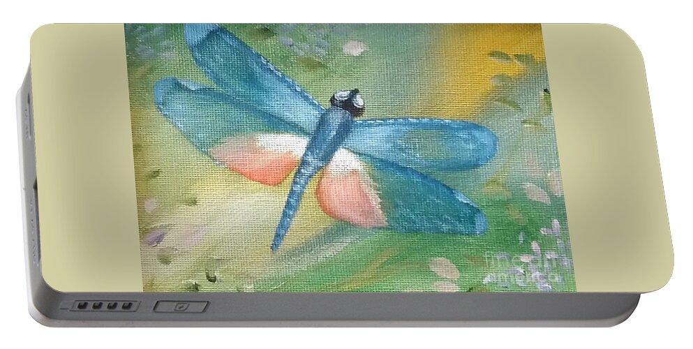 Butterfly Portable Battery Charger featuring the painting Pale Blue Beauty by Peggy Miller