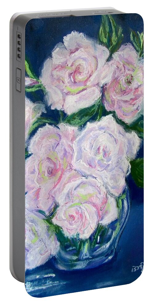 Flowers Portable Battery Charger featuring the pastel Pale PInk Seduction Roses by Barbara O'Toole