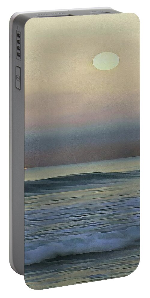Sunset Portable Battery Charger featuring the painting Pale Sunset by Taiche Acrylic Art