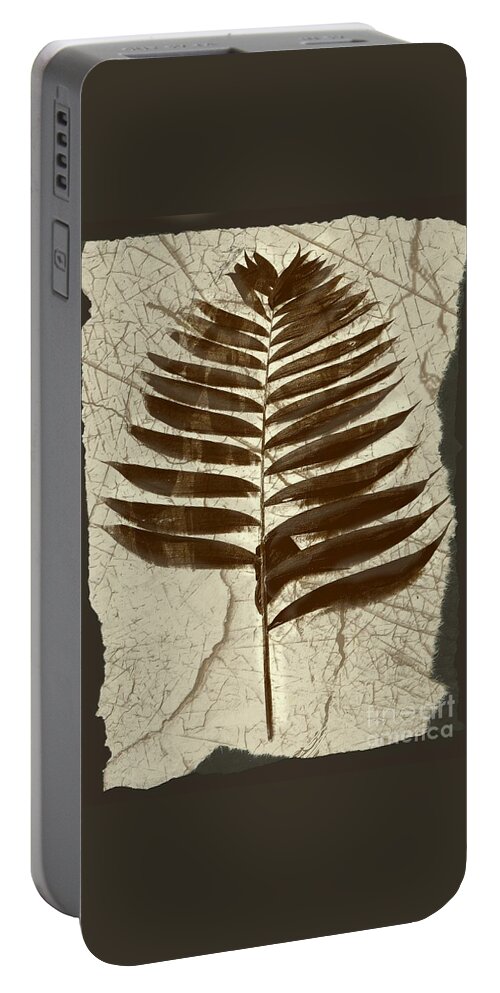 Photograph Portable Battery Charger featuring the digital art Palm Fossil Sandstone by Delynn Addams