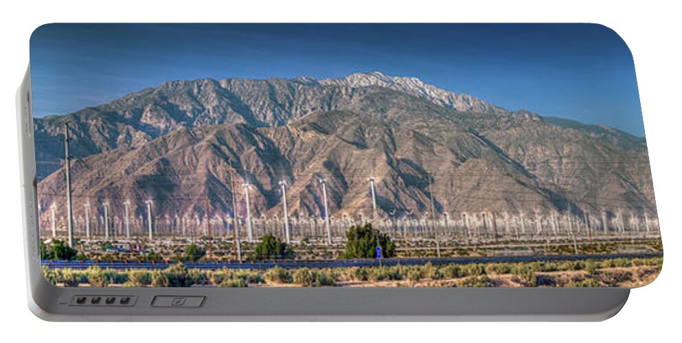 Wind Farm Portable Battery Charger featuring the photograph Palm Springs Wind Turbines Vista by David Zanzinger
