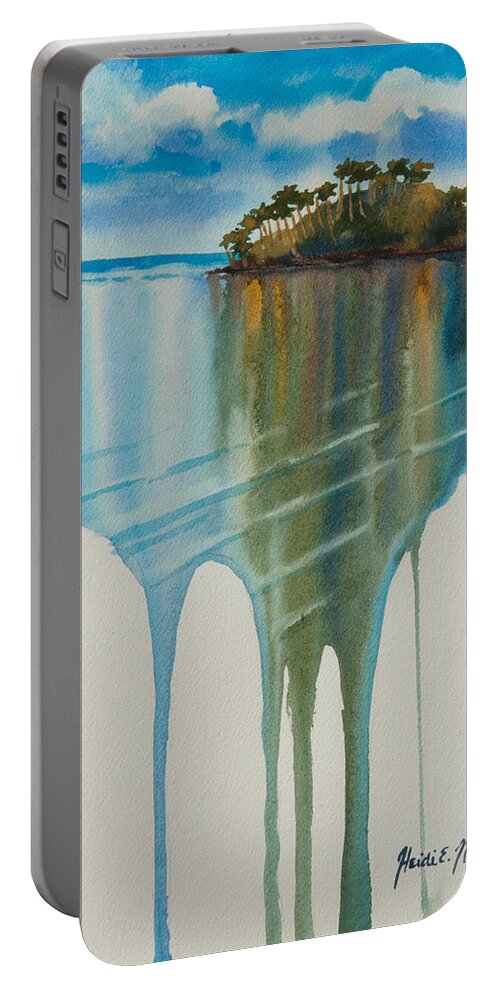 Landscape Portable Battery Charger featuring the painting Palm Tree Drip by Heidi E Nelson
