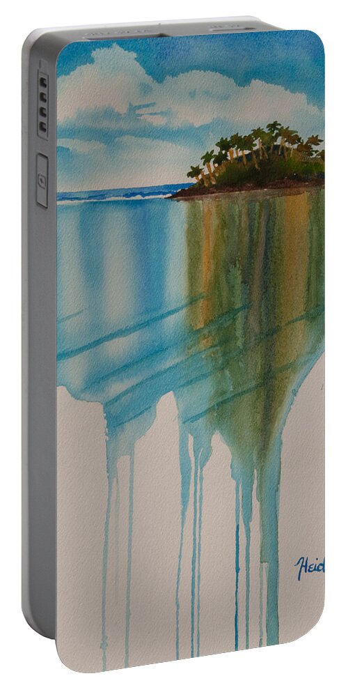 Landscape Portable Battery Charger featuring the painting Palm Tree Drip II by Heidi E Nelson
