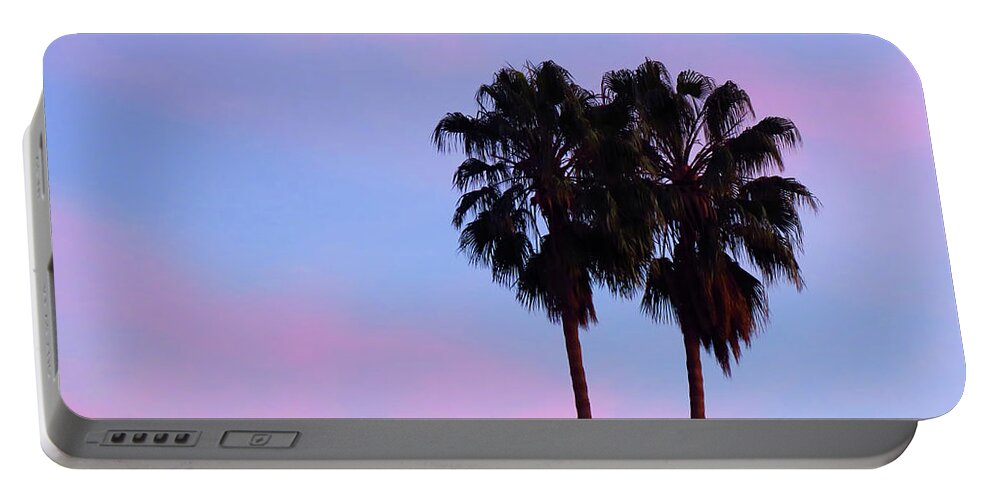 Palm Trees Portable Battery Charger featuring the photograph Palm Trees Silhouette at Sunset by Ram Vasudev