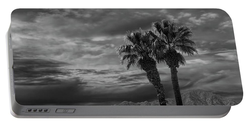 Tree Portable Battery Charger featuring the photograph Palm Trees by Borrego Springs in Black and White by Randall Nyhof