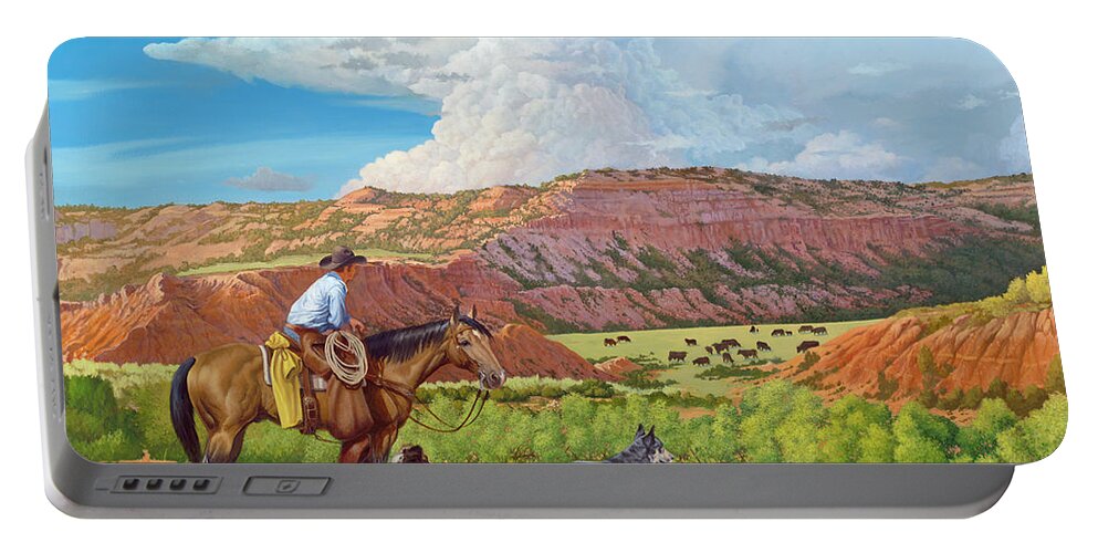 Palo Duro Canyon Portable Battery Charger featuring the painting Palo Duro Serenade by Howard DUBOIS