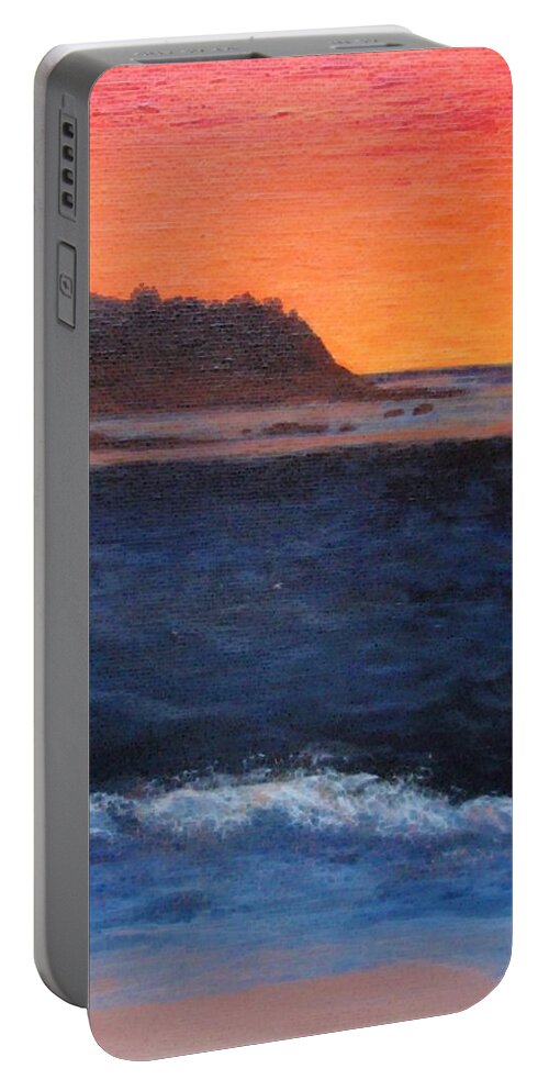 Sunset Portable Battery Charger featuring the painting Palos Verdes Sunset by Jamie Frier