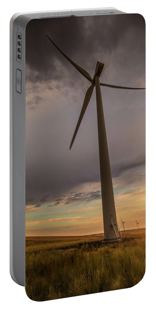 Windmill Portable Battery Charger featuring the photograph Palouse Windmill at Sunrise by Chris McKenna
