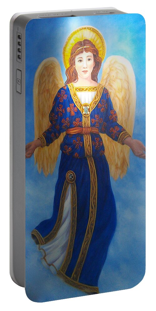 Religious Portable Battery Charger featuring the painting Pam's Angel by Lynne Pittard