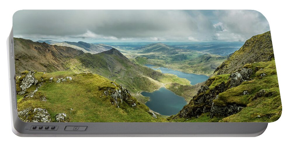 Snowdon Portable Battery Charger featuring the photograph Pano Snowdonia by Nick Bywater