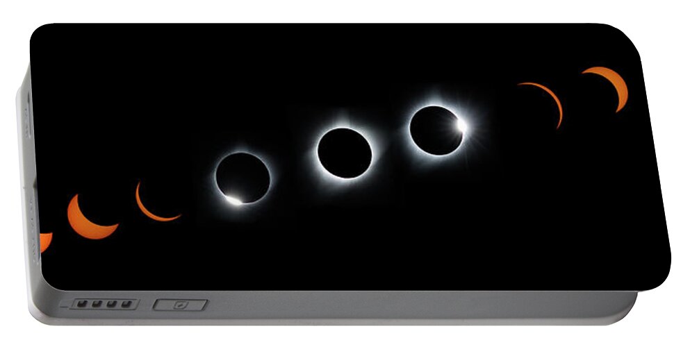 Eclipse Portable Battery Charger featuring the photograph Panorama of the Great American Eclipse by Tony Hake