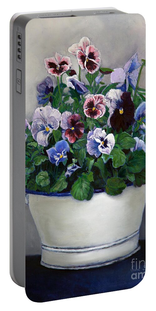 Painting Portable Battery Charger featuring the painting Pansies by Portraits By NC