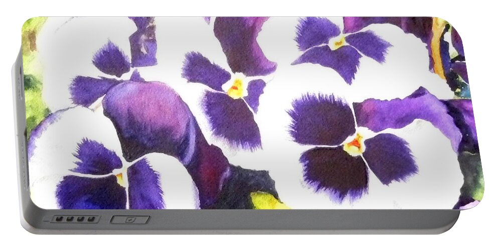 Pansy Portable Battery Charger featuring the painting Pansy Party by Shirley Braithwaite Hunt