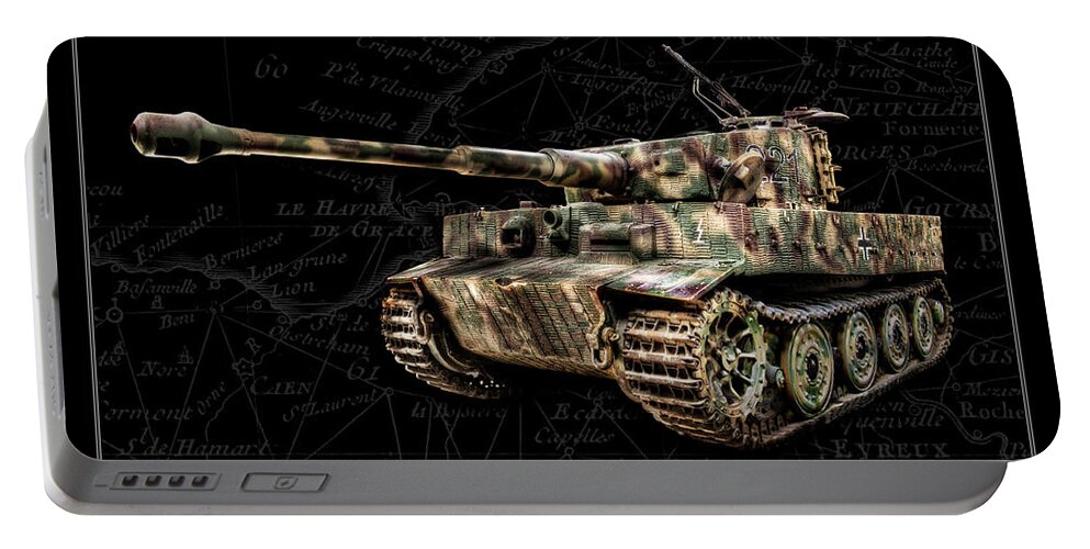 Panzer Vi Portable Battery Charger featuring the photograph Panzer Tiger I Side BK BG by Weston Westmoreland