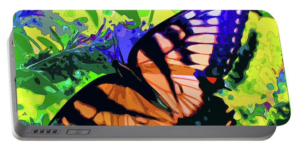 Abstract Portable Battery Charger featuring the digital art Papillon by Gina Harrison