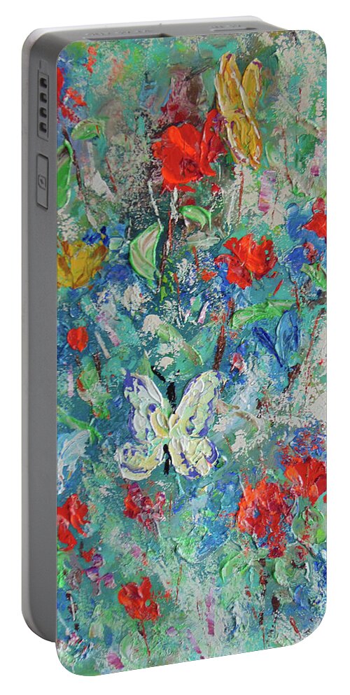 Frederic Payet Portable Battery Charger featuring the painting Papillons by Frederic Payet