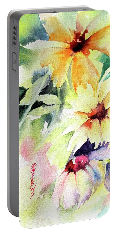 Flowers Portable Battery Charger featuring the painting Parade of Beauties by Rae Andrews