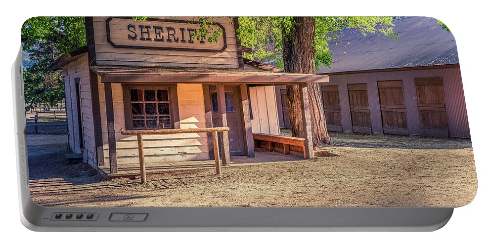 Ghost Town Portable Battery Charger featuring the photograph Paramount Ranch Jail by Gene Parks