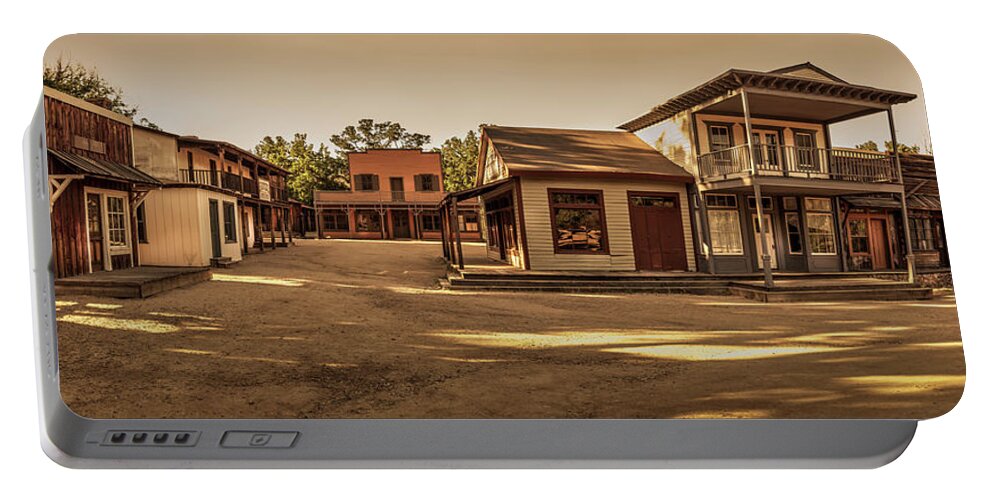 Ghost Town Portable Battery Charger featuring the photograph Paramount Ranch Main Street - Panorama by Gene Parks