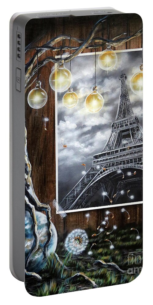 Paris Portable Battery Charger featuring the painting Paris by Lachri