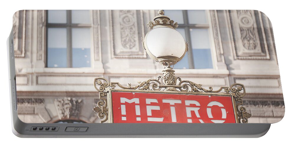 Photography Portable Battery Charger featuring the photograph Paris Metro sign Architecture by Ivy Ho