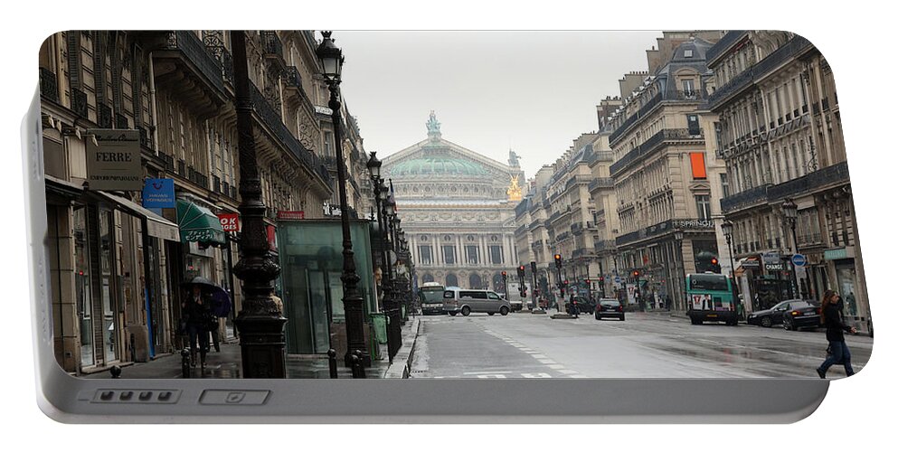 Card Portable Battery Charger featuring the photograph Paris - Opera Garnier Street View by Yvonne Wright