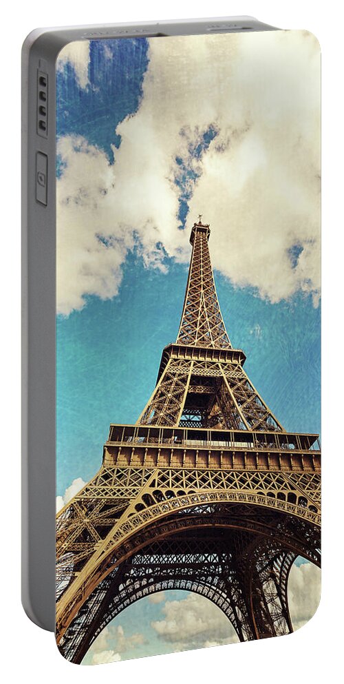 Paris Portable Battery Charger featuring the photograph Paris Photography - Eiffel Tower Blue by Melanie Alexandra Price