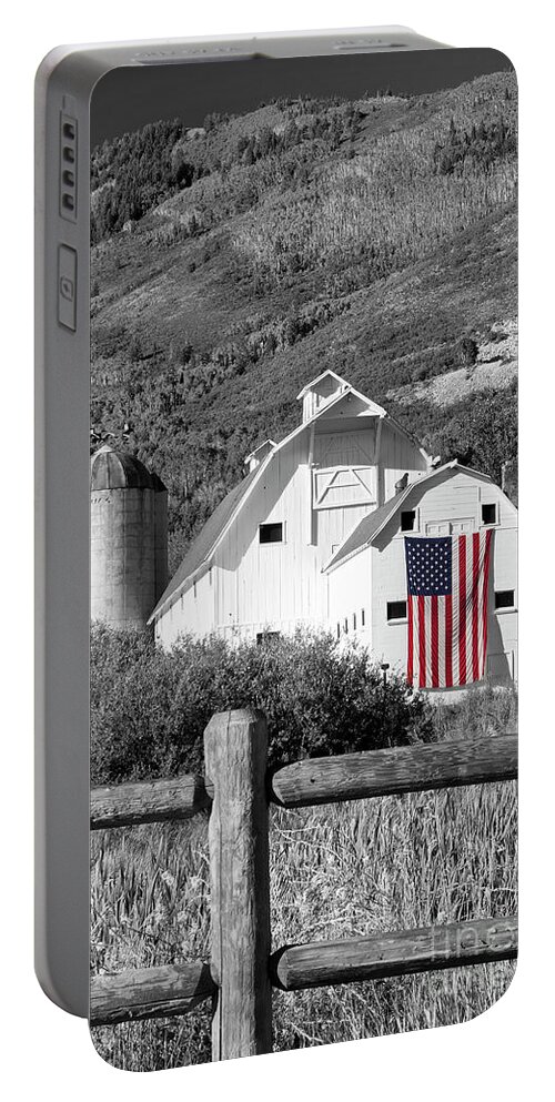White Portable Battery Charger featuring the photograph Park City Barn by Brian Jannsen