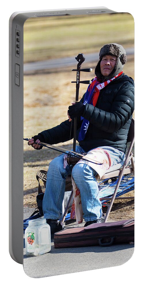 Music Portable Battery Charger featuring the photograph Park Musician by Allan Morrison