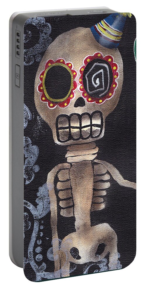 Day Of The Dead Portable Battery Charger featuring the painting Party Killer by Abril Andrade