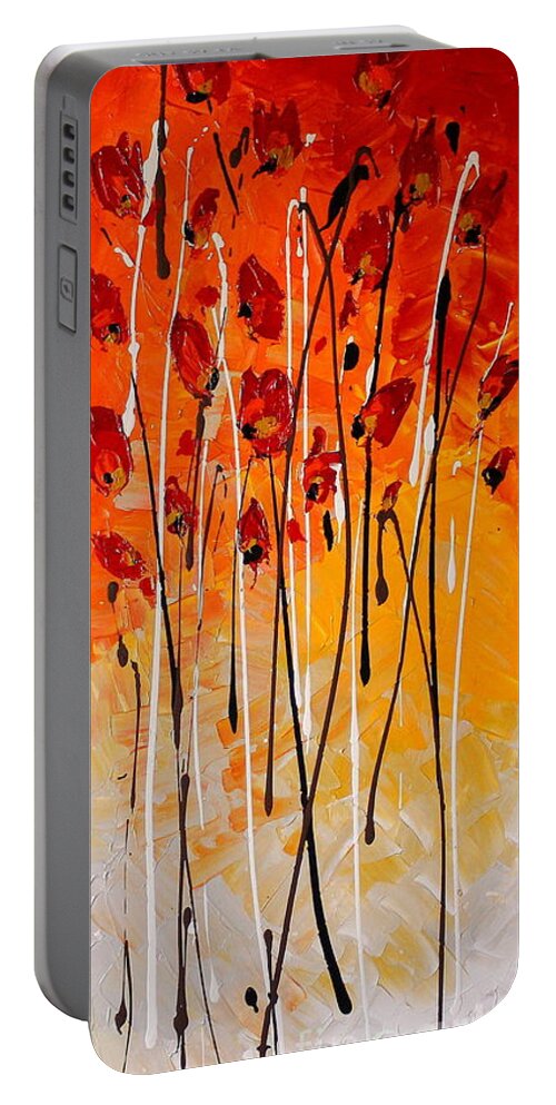 Red Portable Battery Charger featuring the painting Passionate by Preethi Mathialagan