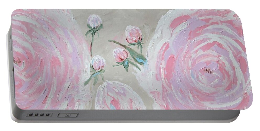 Roses Portable Battery Charger featuring the painting Pastel Love by Jennylynd James