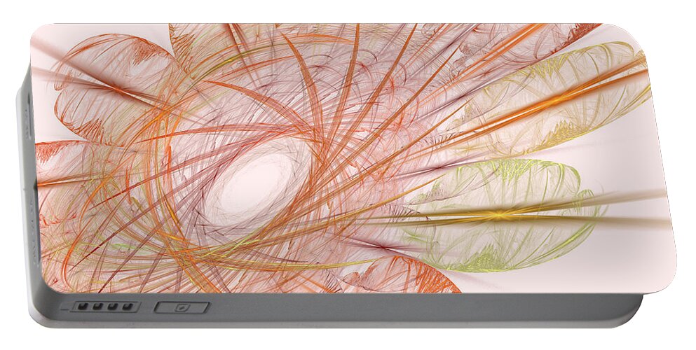 Spiral Portable Battery Charger featuring the digital art Pastel Spiral Flower by Deborah Benoit