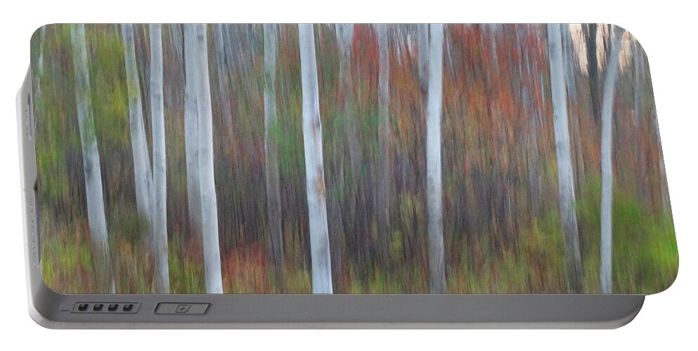 Movement Portable Battery Charger featuring the photograph Pastel Tree Abstract by David T Wilkinson