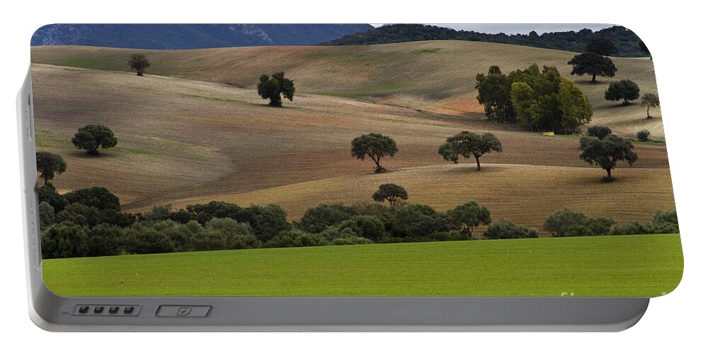Landscape Portable Battery Charger featuring the photograph Pasture Land in Analusia by Heiko Koehrer-Wagner