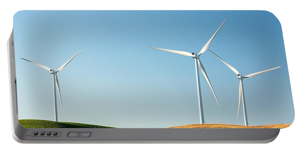 Wind Turbines Portable Battery Charger featuring the photograph Patchwork and Wind by Todd Klassy