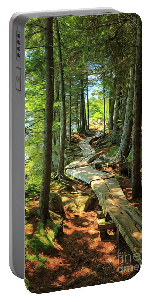 Elizabeth Dow Portable Battery Charger featuring the photograph Path Around Jordan Pond by Elizabeth Dow