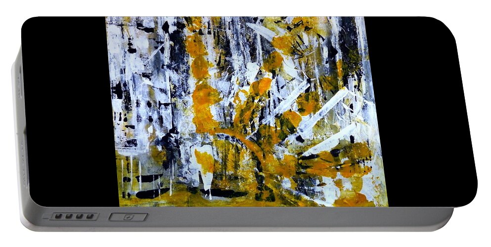 Yellow Portable Battery Charger featuring the painting Pathway by 'REA' Gallery