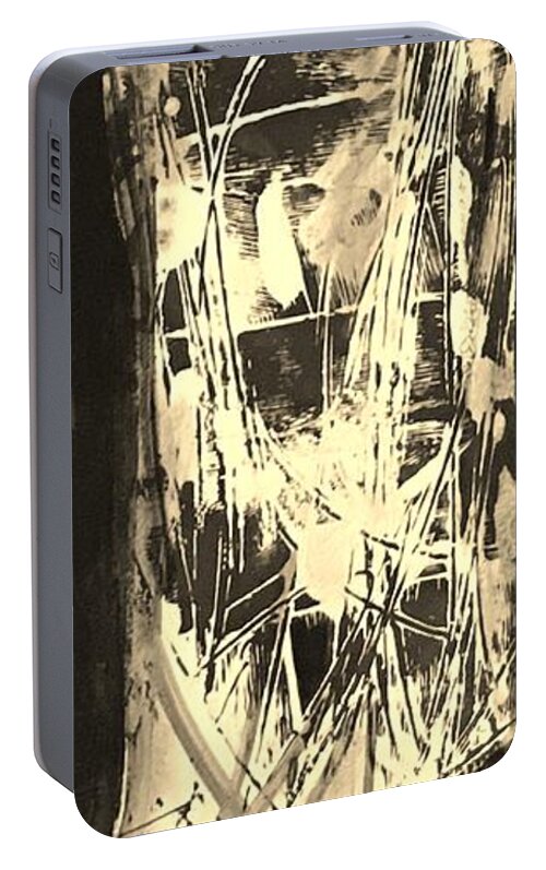 Trees Mono-prints Carol Rashawnna Williams Nature Black And White Portable Battery Charger featuring the painting Patience by Carol Rashawnna Williams
