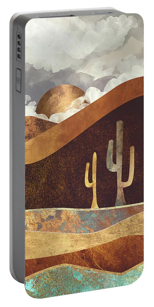 Desert Portable Battery Charger featuring the digital art Patina Desert by Spacefrog Designs