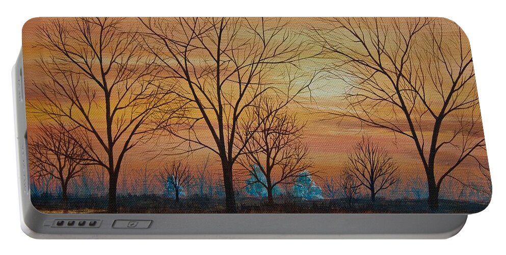 Potomac River Portable Battery Charger featuring the painting Patomac River Sunset by AnnaJo Vahle