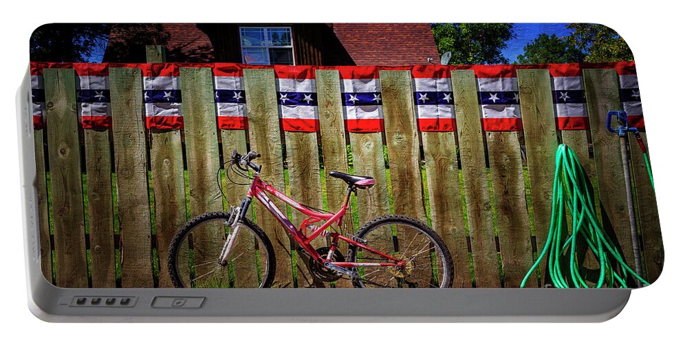 All American Portable Battery Charger featuring the photograph Patriotic Bicycle by Craig J Satterlee