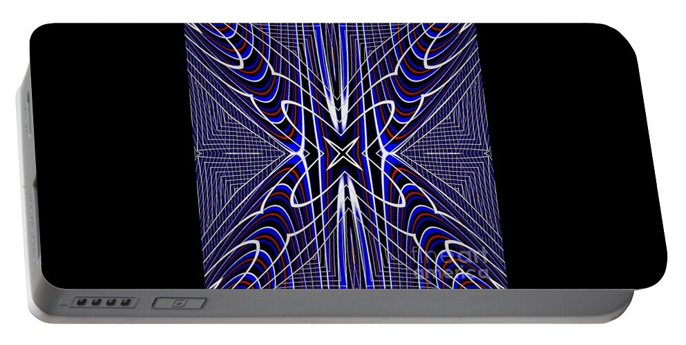 Pattern Play Texture Kaleidoscope Purple Red White Mosaic Design Seamless Intricate Portable Battery Charger featuring the digital art Pattern Play by Craig Walters