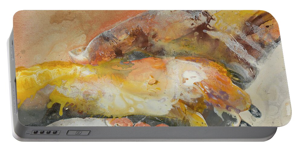 Paw Portable Battery Charger featuring the painting Pause by Kasha Ritter