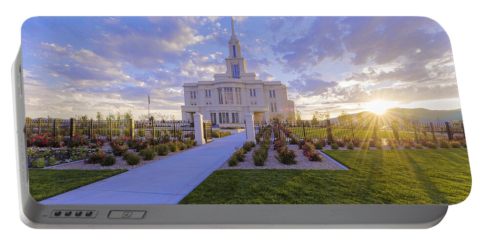 Payson Portable Battery Charger featuring the photograph Payson Temple I by Chad Dutson