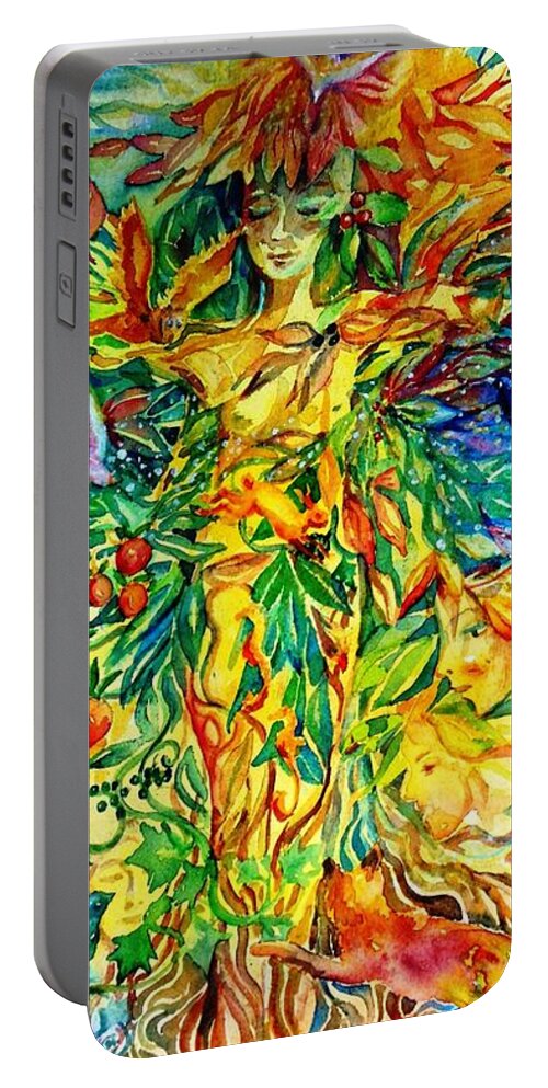 Peace And Harmony Portable Battery Charger featuring the painting Peacable Kingdom by Trudi Doyle