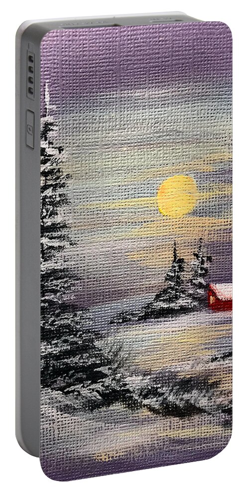 Snow Portable Battery Charger featuring the painting Peaceful Night by Dorothy Maier