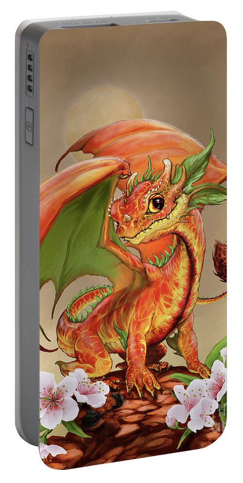 Peach Portable Battery Charger featuring the digital art Peach Dragon by Stanley Morrison