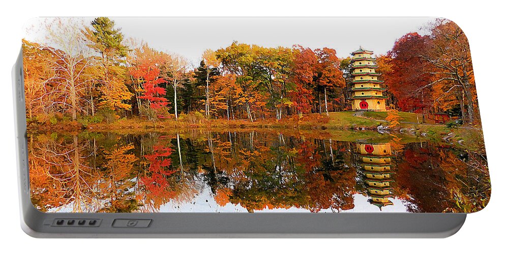 Peak Autumn Reflection Portable Battery Charger featuring the painting Peak Autumn reflection 7 by Jeelan Clark