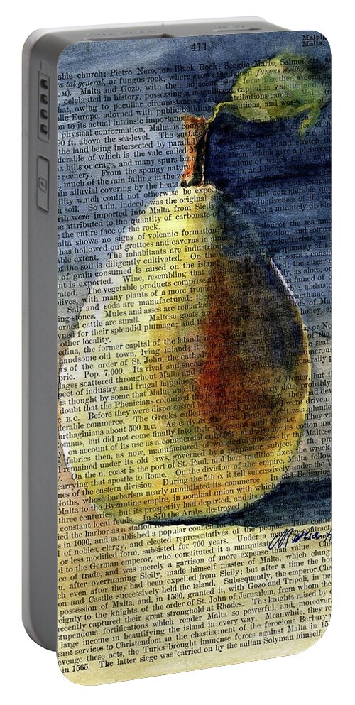 Pear Portable Battery Charger featuring the painting Pear in the Light by Maria Hunt